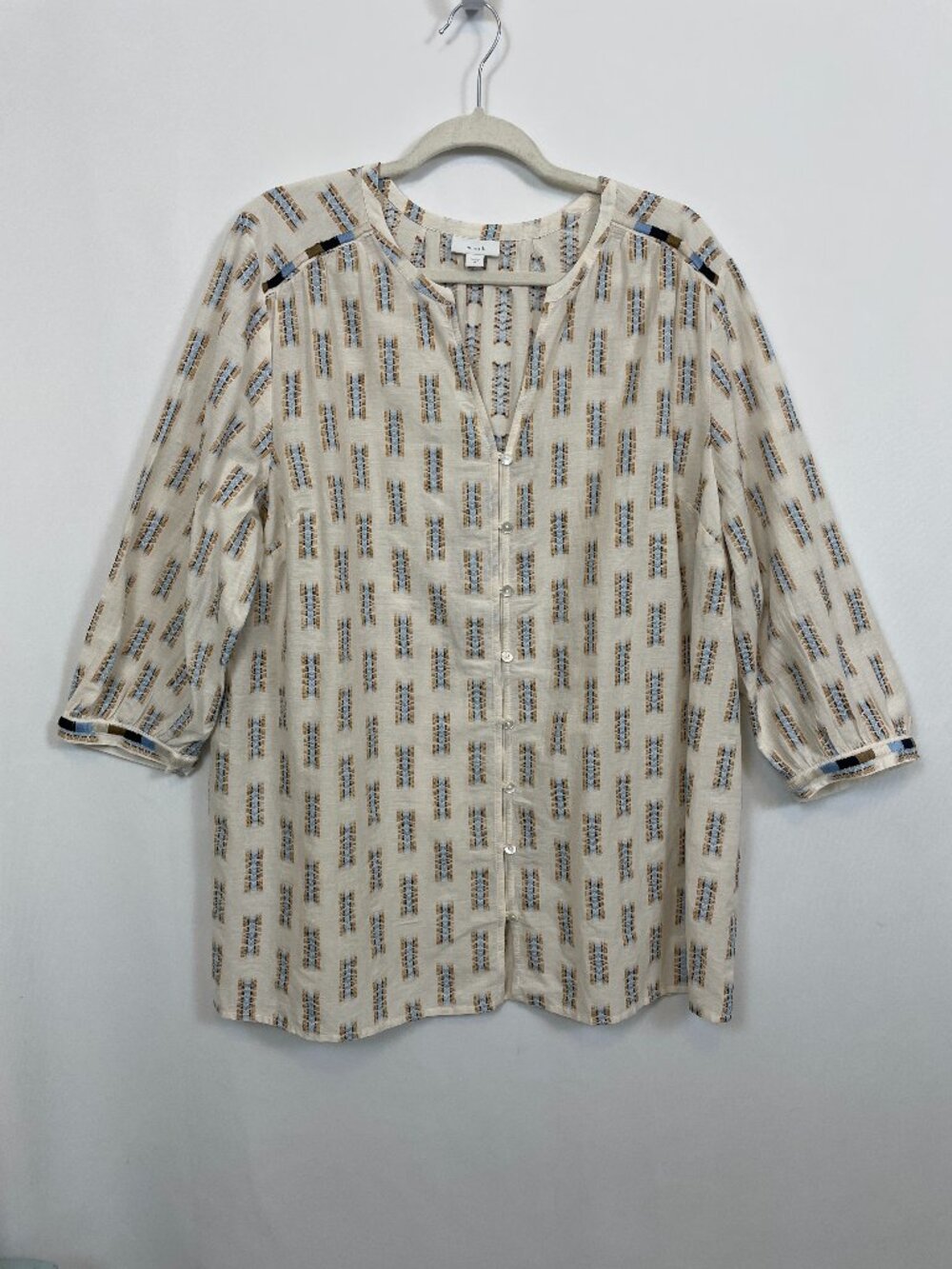 Purejill J Jill Embroidered Western Boho Tunic Blouse Top - 3/4 Sleeve Size: XL